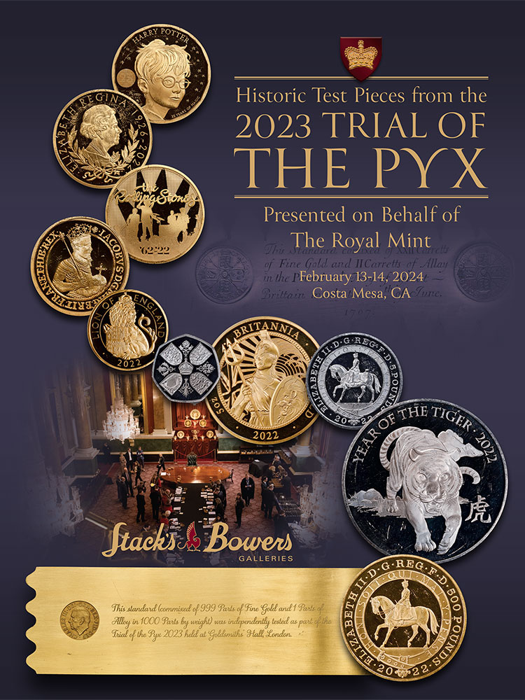 Historic Test Pieces from the 2023 Trial of the Pyx, presented on behalf of The Royal Mint