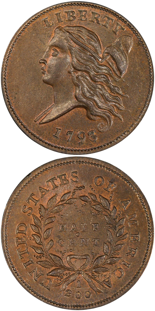 1793 Flowing Hair Half Cent