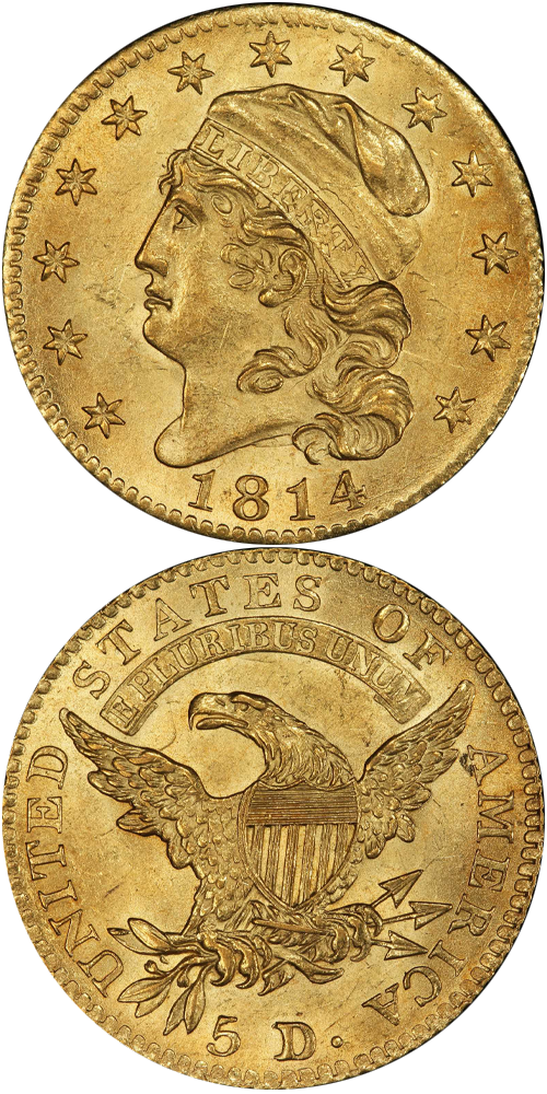 1814/3 Capped Head Left Half Eagle
