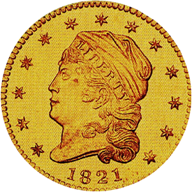 1821 Capped Head Left Quarter Eagle