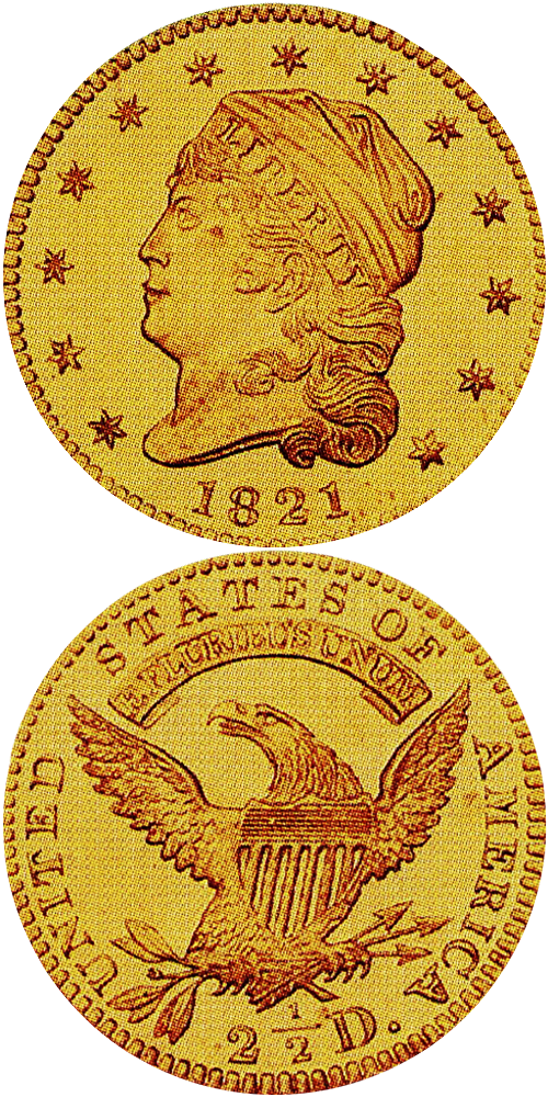 1821 Capped Head Left Quarter Eagle