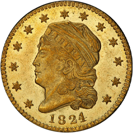 1824/1 Capped Head Left Quarter Eagle
