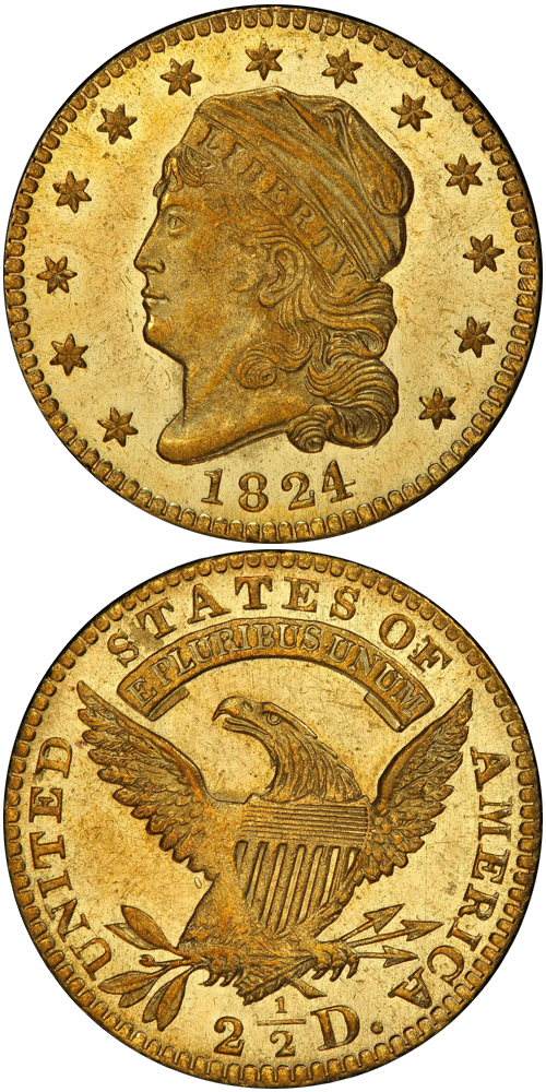 1824/1 Capped Head Left Quarter Eagle