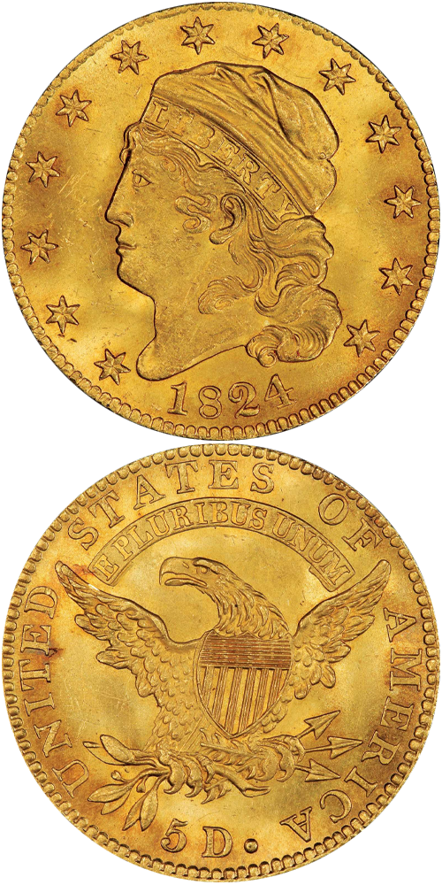 1824 Capped Head Left Half Eagle
