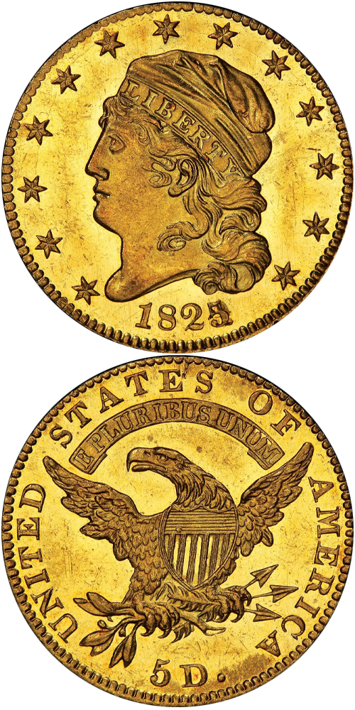 1825/4 Capped Head Left Half Eagle