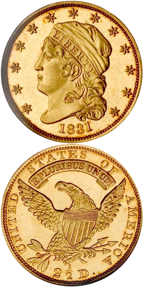 1831 Capped Head Left Quarter Eagle