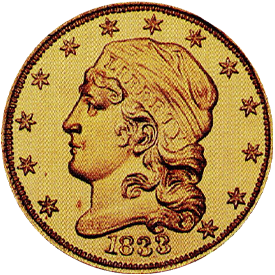 1833 Capped Head Left Quarter Eagle