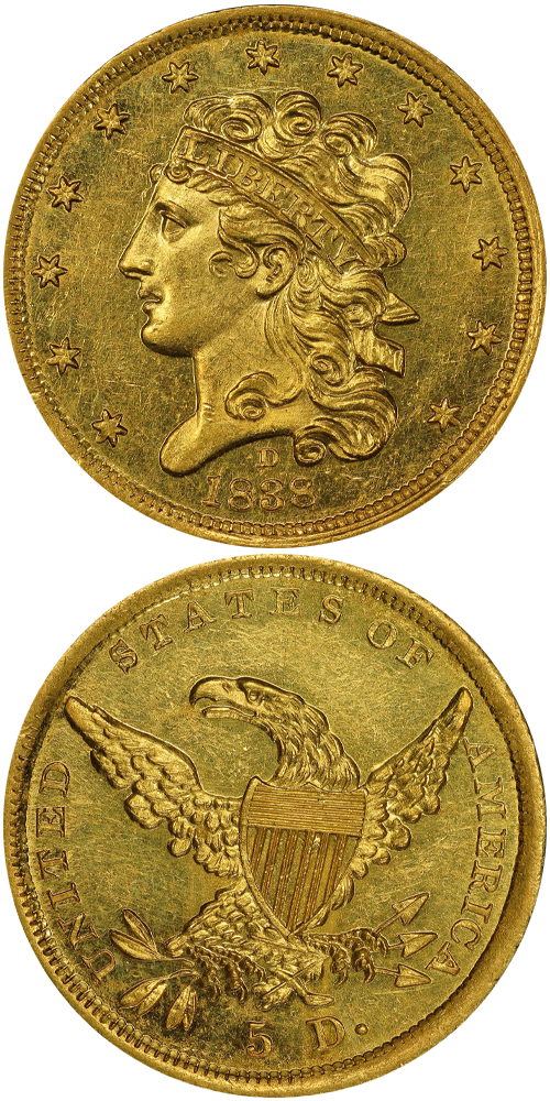 1838-D Classic Head Half Eagle