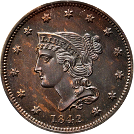 1842 Braided Hair Cent