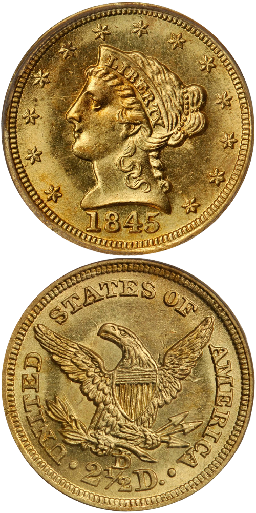 1845-D Liberty Head Quarter Eagle