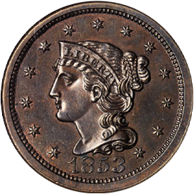 1853 Braided Hair Cent