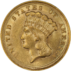 1854-D Gold Three Dollar