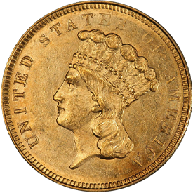 1854-O Gold Three Dollar