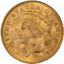 1855 Gold Three Dollar