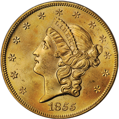 1855-S $20 Liberty Head Double Eagle