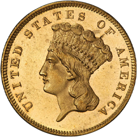 1856-S Gold Three Dollar