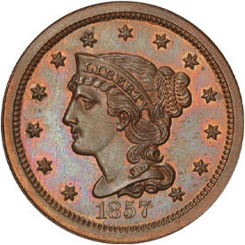 1857 Braided Hair Cent