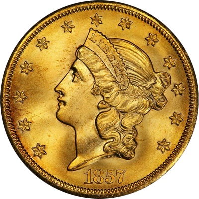 1857-S Liberty Head Double Eagle