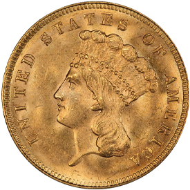 1858 Gold Three Dollar