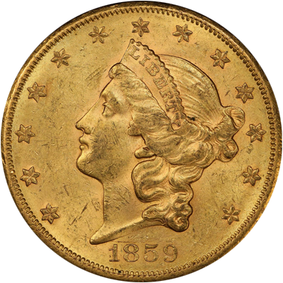 1859-S Liberty Head Double Eagle