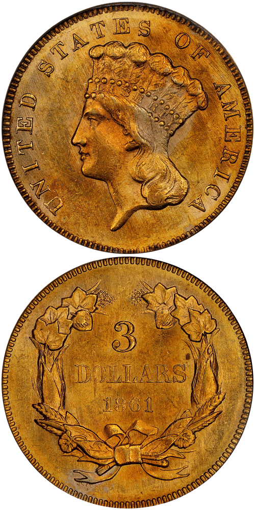 1861 Gold Three Dollar