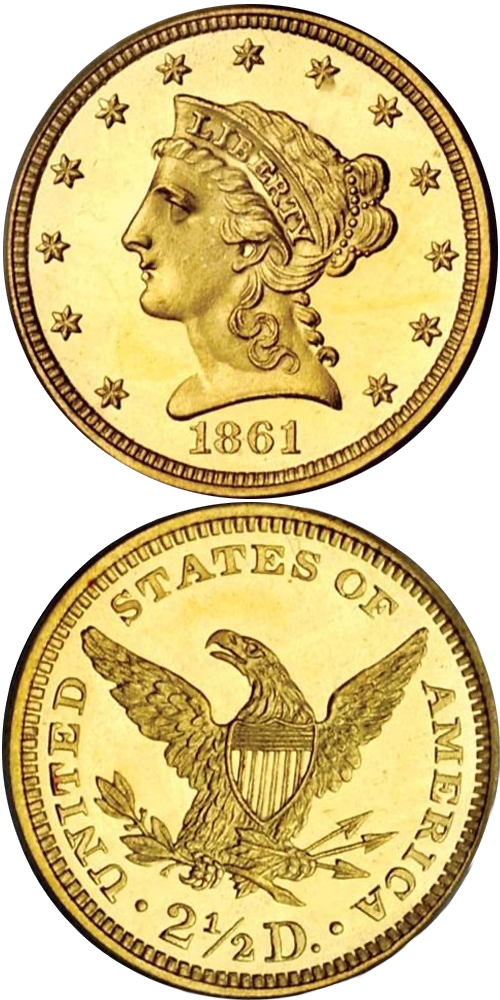 1861 Liberty Head Quarter Eagle