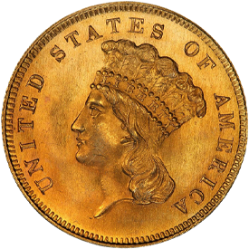 1862 Gold Three Dollar