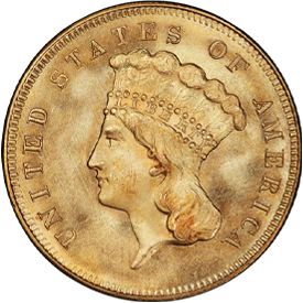 1864 Gold Three Dollar