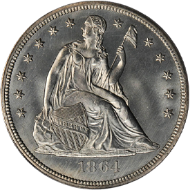 1864 Liberty Seated Dollar