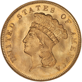 1866 Gold Three Dollar