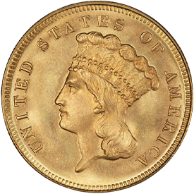 1868 Gold Three Dollar