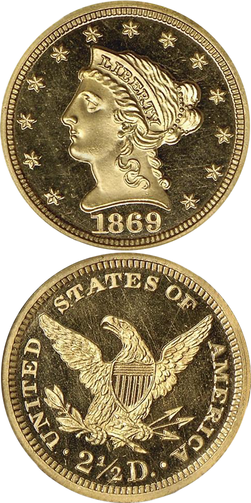 1869 Liberty Head Quarter Eagle
