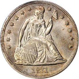 1871 Liberty Seated Dollar
