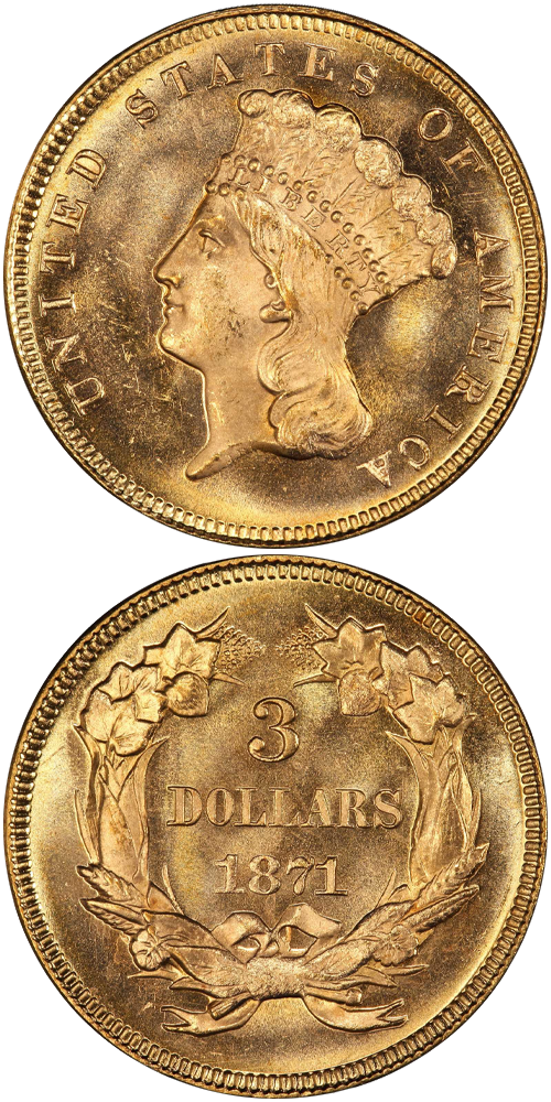 1871 Gold Three Dollar