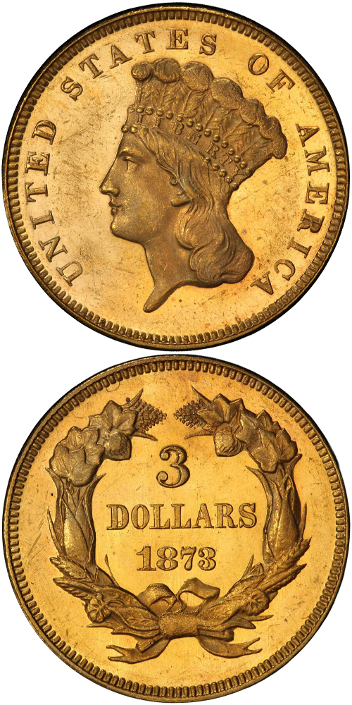 1873 Gold Three Dollar
