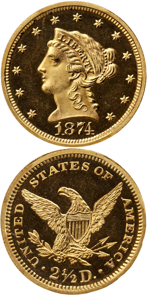 1874 Liberty Head Quarter Eagle