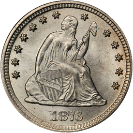 1876-CC Liberty Seated Quarter