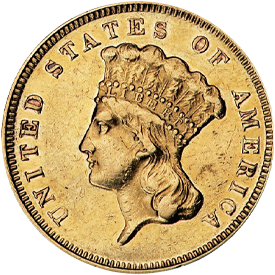 1877 Gold Three Dollar