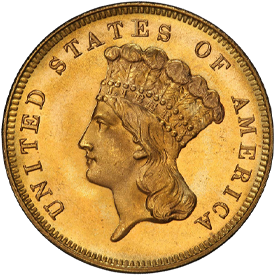 1883 Gold Three Dollar