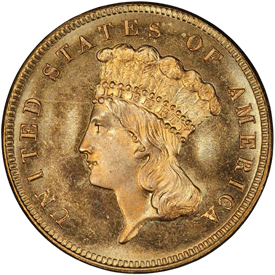 1885 Gold Three Dollar
