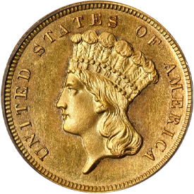 1886 Gold Three Dollar