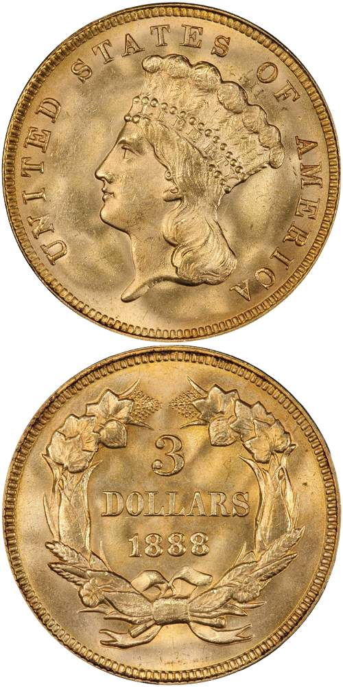 1888 Gold Three Dollar