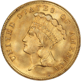 1889 Gold Three Dollar