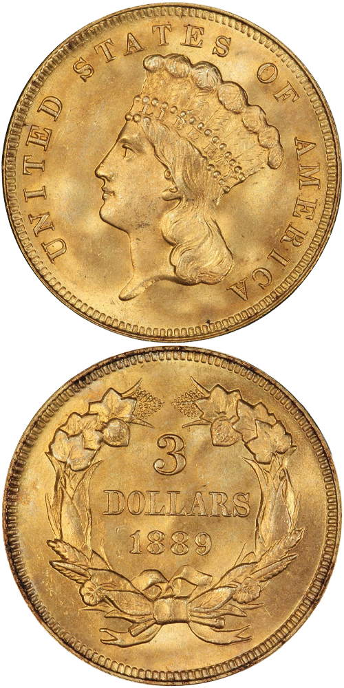 1889 Gold Three Dollar