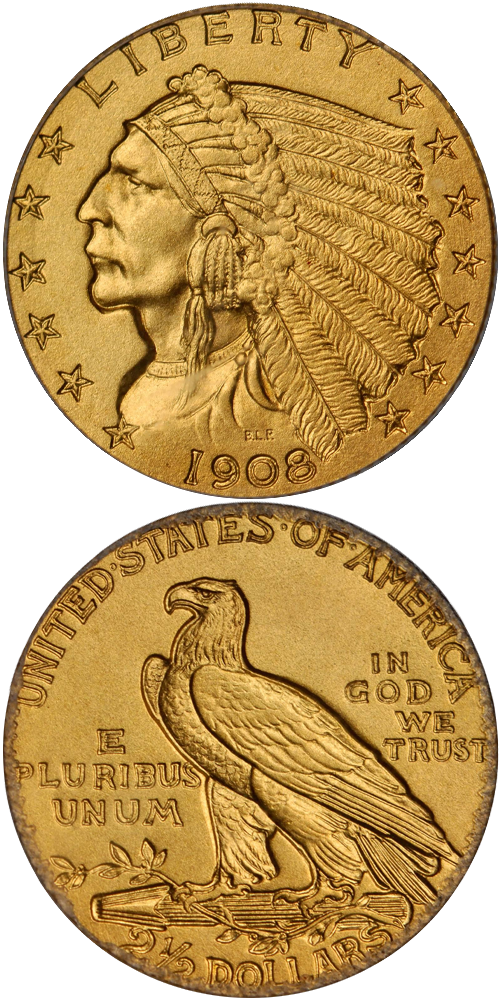 1908 Indian Head Quarter Eagle