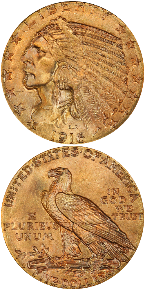 1916-S Indian Head Half Eagle