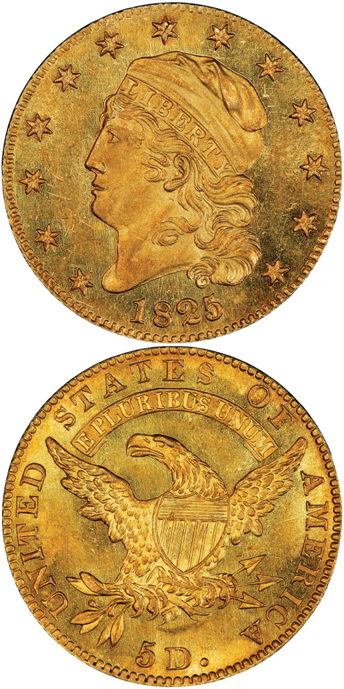 1825/4/1 Capped Head Left Half Eagle