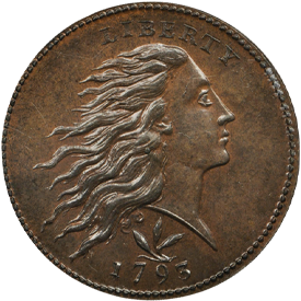 1793 Flowing Hair Wreath Cent
