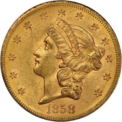 1858-S Liberty Head Double Eagle