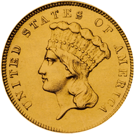 1870-S Gold Three Dollar